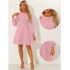 image:imageAllegra K Women Work Office Button Decor ALine Long Sleeve DressPink