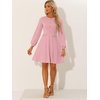 image:imageAllegra K Women Work Office Button Decor ALine Long Sleeve DressPink