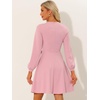 image:imageAllegra K Women Work Office Button Decor ALine Long Sleeve DressPink