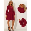 image:imageAllegra K Women Work Office Button Decor ALine Long Sleeve DressRed