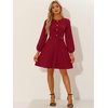 image:imageAllegra K Women Work Office Button Decor ALine Long Sleeve DressRed