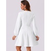image:imageAllegra K Women Work Office Button Decor ALine Long Sleeve DressWhite