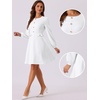 image:imageAllegra K Women Work Office Button Decor ALine Long Sleeve DressWhite