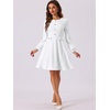 image:imageAllegra K Women Work Office Button Decor ALine Long Sleeve DressWhite