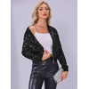 image:imageAllegra K Womens Sequin Jacket Bomber Long Sleeve Sparkly TopsBlack