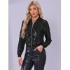 image:imageAllegra K Womens Sequin Jacket Bomber Long Sleeve Sparkly TopsBlack