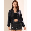 image:imageAllegra K Womens Sequin Jacket Bomber Long Sleeve Sparkly TopsBlack Rainbow