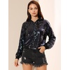 image:imageAllegra K Womens Sequin Jacket Bomber Long Sleeve Sparkly TopsBlack Rainbow