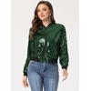 image:imageAllegra K Womens Sequin Jacket Bomber Long Sleeve Sparkly TopsDark Green