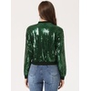 image:imageAllegra K Womens Sequin Jacket Bomber Long Sleeve Sparkly TopsDark Green