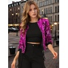 image:imageAllegra K Womens Sequin Jacket Bomber Long Sleeve Sparkly TopsFuchsia