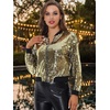 image:imageAllegra K Womens Sequin Jacket Bomber Long Sleeve Sparkly TopsGold