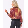 image:imageAllegra K Womens Sequin Jacket Bomber Long Sleeve Sparkly TopsGold Hot Pink