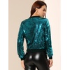 image:imageAllegra K Womens Sequin Jacket Bomber Long Sleeve Sparkly TopsLake Blue