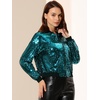 image:imageAllegra K Womens Sequin Jacket Bomber Long Sleeve Sparkly TopsLake Blue