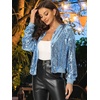 image:imageAllegra K Womens Sequin Jacket Bomber Long Sleeve Sparkly TopsLight Grey Blue