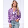 image:imageAllegra K Womens Sequin Jacket Bomber Long Sleeve Sparkly TopsLight Purple