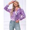 image:imageAllegra K Womens Sequin Jacket Bomber Long Sleeve Sparkly TopsLight Purple