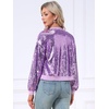 image:imageAllegra K Womens Sequin Jacket Bomber Long Sleeve Sparkly TopsLight Purple