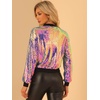 image:imageAllegra K Womens Sequin Jacket Bomber Long Sleeve Sparkly TopsMulticolor