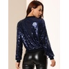 image:imageAllegra K Womens Sequin Jacket Bomber Long Sleeve Sparkly TopsNavy
