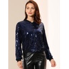 image:imageAllegra K Womens Sequin Jacket Bomber Long Sleeve Sparkly TopsNavy