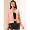 image:imageAllegra K Womens Sequin Jacket Bomber Long Sleeve Sparkly TopsPink