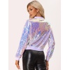 image:imageAllegra K Womens Sequin Jacket Bomber Long Sleeve Sparkly TopsPink Purple
