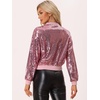 image:imageAllegra K Womens Sequin Jacket Bomber Long Sleeve Sparkly TopsPinks