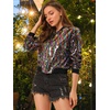 image:imageAllegra K Womens Sequin Jacket Bomber Long Sleeve Sparkly TopsRainbow