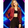 image:imageAllegra K Womens Sequin Jacket Bomber Long Sleeve Sparkly TopsRed
