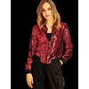 image:imageAllegra K Womens Sequin Jacket Bomber Long Sleeve Sparkly TopsRed