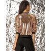 image:imageAllegra K Womens Sequin Jacket Bomber Long Sleeve Sparkly TopsRose Gold
