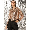 image:imageAllegra K Womens Sequin Jacket Bomber Long Sleeve Sparkly TopsRose Gold