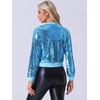 image:imageAllegra K Womens Sequin Jacket Bomber Long Sleeve Sparkly TopsSky Blue