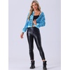 image:imageAllegra K Womens Sequin Jacket Bomber Long Sleeve Sparkly TopsSky Blue