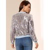 image:imageAllegra K Womens Sequin Jacket Bomber Long Sleeve Sparkly TopsWhite Rainbow