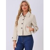 image:imageAllegra K Womens Turn Down Collar Single Breasted Outwear Winter Pea CoatBeige