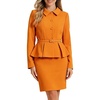 image:imageAllegra K Women Business Peplum Blazer Jacket Mini Pencil Skirt SetsDark Orange