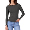 image:imageAllegra K Women Casual Stretchy Striped Long Sleeve Boat Neck Basic TopBlack