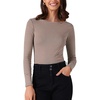 image:imageAllegra K Women Casual Stretchy Striped Long Sleeve Boat Neck Basic TopLight Brown
