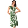 image:imageAllegra K Women Elegant Vintage Floral Cowl Neck Cap Sleeve DressDark Green