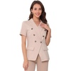 image:imageAllegra K Women Linen Double Breasted Short Sleeve Lapel BlazerLight Pink