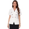 image:imageAllegra K Women Linen Double Breasted Short Sleeve Lapel BlazerWhite