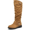 image:imageAllegra K Women Soft Cushioned NonSlip Flat No Heel Knee High BootsKhaki