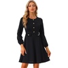 image:imageAllegra K Women Work Office Button Decor ALine Long Sleeve DressBlack
