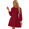 image:imageAllegra K Women Work Office Button Decor ALine Long Sleeve DressRed