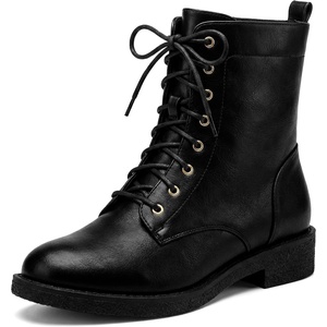 image:imageAllegra K Flat Heels Lace Up Ankle Combat Boots for WomenBlack