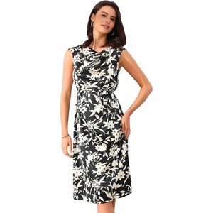 image:imageAllegra K Women Elegant Vintage Floral Cowl Neck Cap Sleeve DressBlack