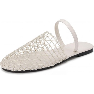image:imageAllegra K Women Slip on Mesh Braided Hollow Out Flats SandalsBeige